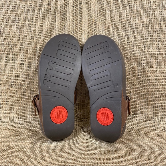 FITFLOP Sandal Wedge Thong Slip On Buckle Metallic Bronze Size 8 - Picture 10 of 11